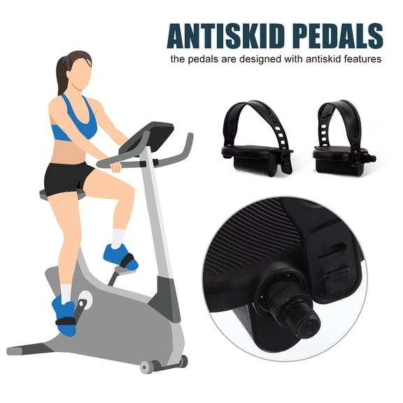 PENIKOKO Portable Exercise Bike Pedals Set with Adjustable Straps, Black, Low Noise for Home Fitness Use