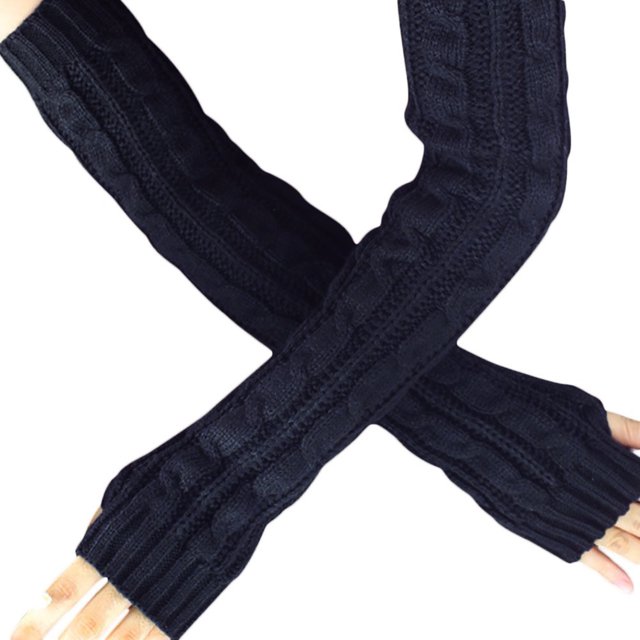 Gants Longs Tricotés Sans Doigts Fleurs de Chanvre