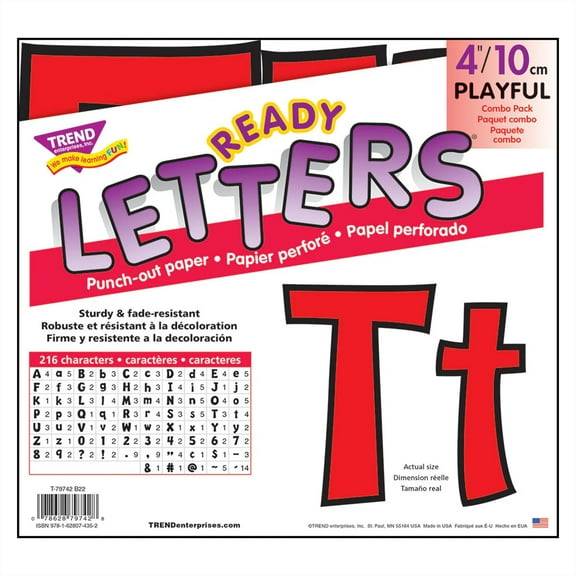 Trend Enterprises Playful Ready Letters, 4 Inches, Red, Set of 216