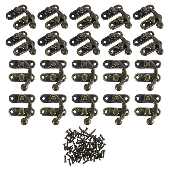 LABELEPH 20Pcs Small Latches for Wooden Boxes Mini Swing Arm Clasp Set in Rustic Style