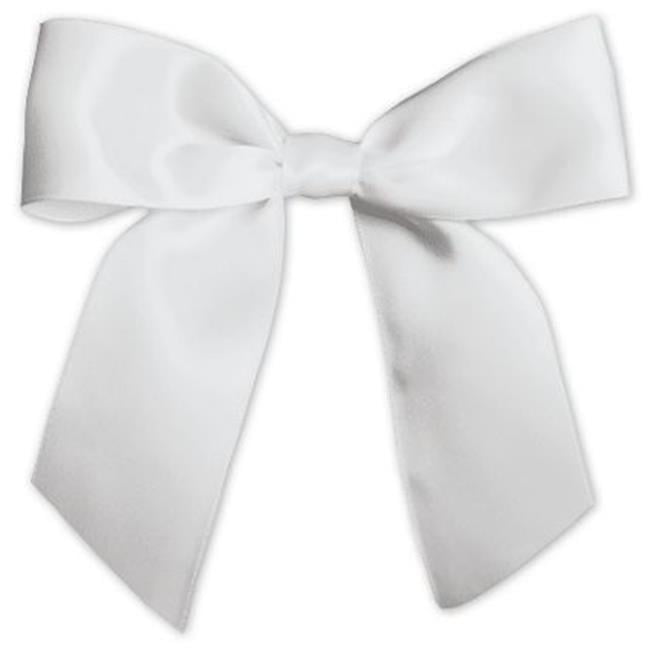 Deluxe Small Business Sales BOW26101 3 in. PreTied Satin Bows, White