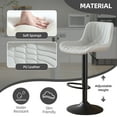thumbnail image 5 of RESTWORLD 2PCS Grey Adjustable 360° Swivel Bar Stools PU Leather Cushion With Backrest Footrest For Kitchen Island Home Bar Dining Room, 5 of 7