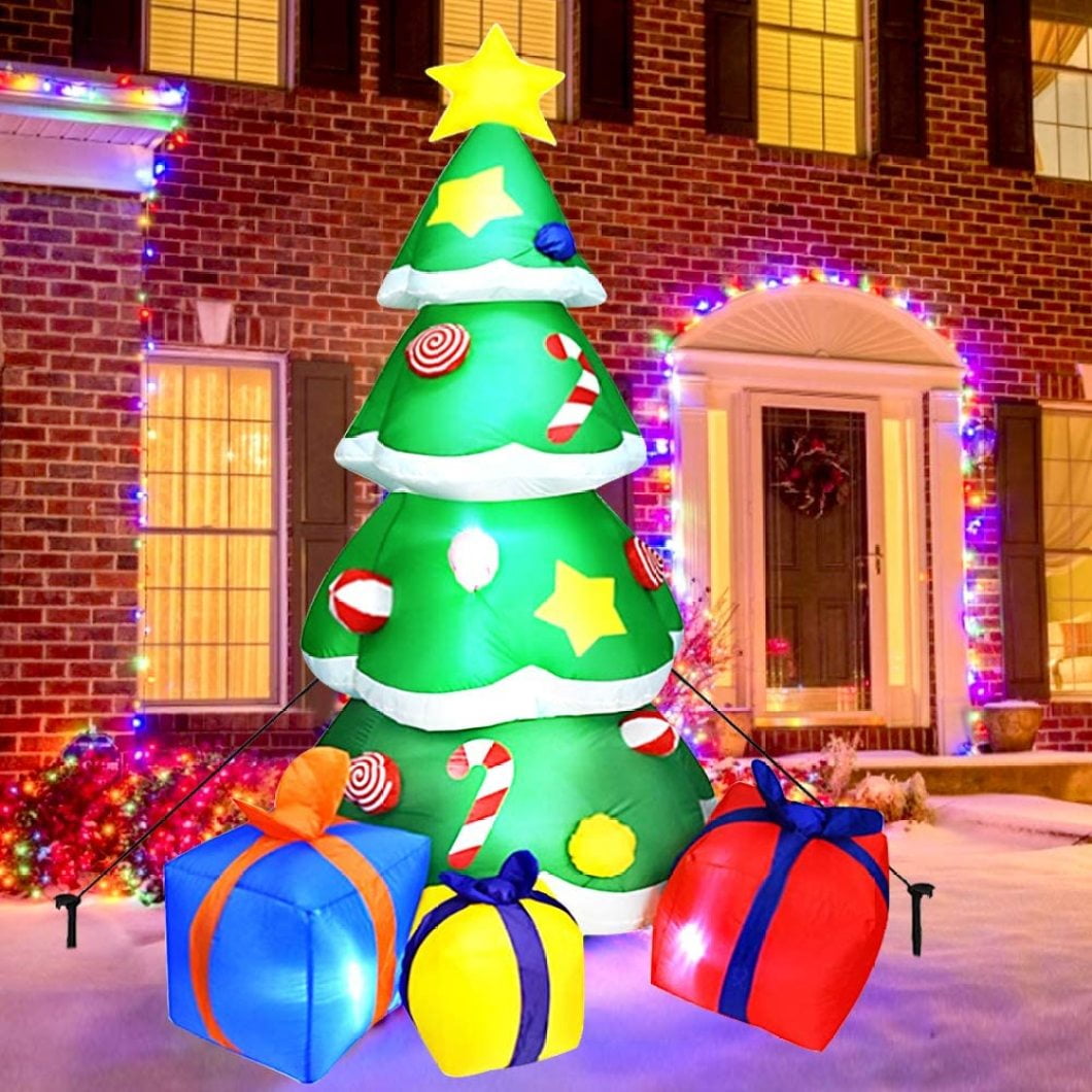 RovKeav Christmas Inflatable Tree, 7 Foot LED Light Up Giant Christmas