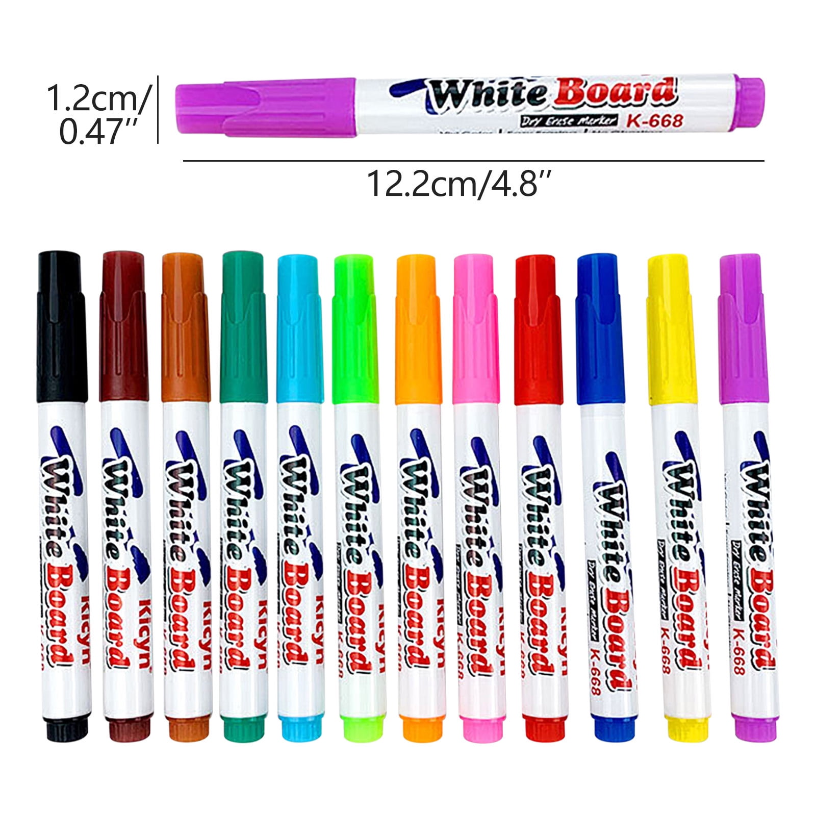  maxtek Dry Erase Markers Ultra Fine Tip, 0.7mm, Low Odor,  Extra Fine Point Dry Erase Markers for Planning Whiteboard, Calendar  Boards, 12 Count Assorted Colors Whiteboard Markers for Kids 