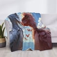 thumbnail image 3 of Honeii Red And White Bird Couple print throw blanket, crafted from cozy cotton flannel, offers versatile home decor as a bedding suitable for all seasons.-50"x40", 3 of 6