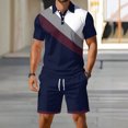 thumbnail image 2 of CONFREE Mens 2 Peice Shorts Sets Casual Men's Summer Outfits Set Graphic Polo Shirts Shorts Athletic Sweat Suit for Men, 2 of 4