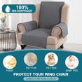 thumbnail image 2 of XUELC Waterproof Wing Chair Cover Wing Armchair Slipcovers Triple Non-Slip Sofa Slipcover for Wing Chair Furniture Protector for Pets, Kids,Dog Gray, 2 of 7