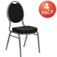 thumbnail image 3 of Flash Furniture 4 Pack HERCULES Series Teardrop Back Stacking Banquet Chair in Black Patterned Fabric - Silver Vein Frame, 3 of 14