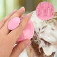 thumbnail image 3 of Cepillo de champú de silicona para limpieza profunda y relajación Masajeador revitalizante para el cuero cabelludo en la ducha de color rosa, 3 of 8