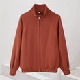 thumbnail image 4 of Dasayo Red Coat Women Bomber Motorcycle Barn Elastic Hem Zipper Jackets Jackets for Women M, 4 of 5