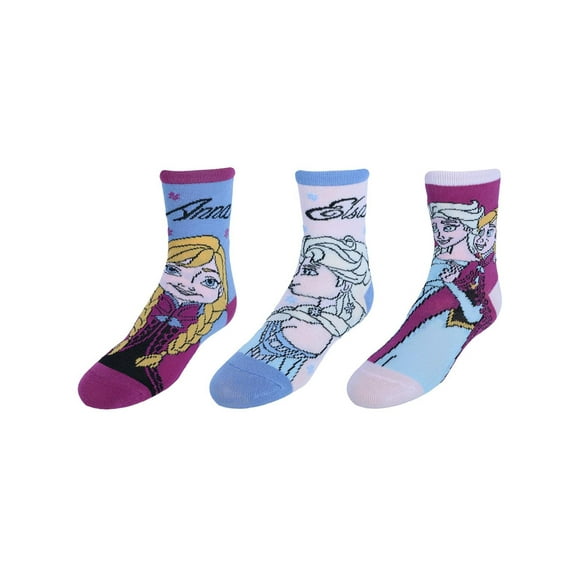 Textiel Trade Girl's Frozen Themed Novelty Crew Socks (Pack of 3)
