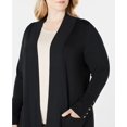 thumbnail image 3 of Plus Size Button-Sleeve Flyaway Cardigan Sweater Deep Black 2X, 3 of 3