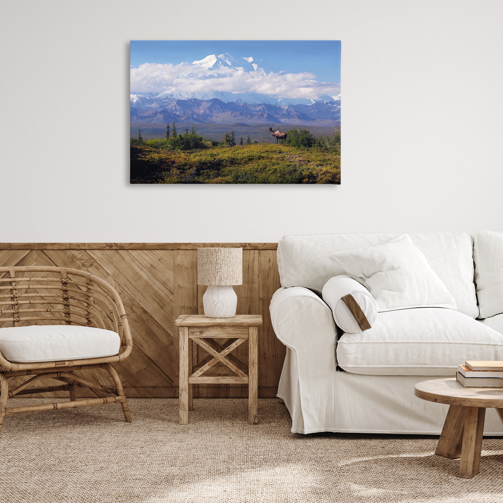Stupell Industries Mountain Majesty Moose Landscape & Nature Photography Wrapped Canvas Art Print Wall Art, 36 x 24