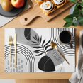 thumbnail image 2 of Grey Boho Geometric Placemats Set of 4, Vintage Ethnic Abstract Lines Leaves Placemats for Dining Table, Place Mats for Kitchen Tabletop, Waterproof Wipeable Dining Table Mats Set, 2 of 9