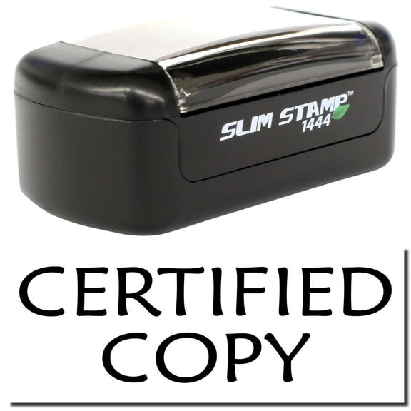 Slim Pre-Inked Certified Copy Stamp, Slim 1444, Ultra Slim Design, Impression Size 1/2" by 1-3/4", Up to 25,000 Impressions - Black Ink