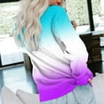 thumbnail image 4 of Idoravan Womens Long Sleeve Casual Tops Gradient Printed Round Neck Blouse Pullover, 4 of 5