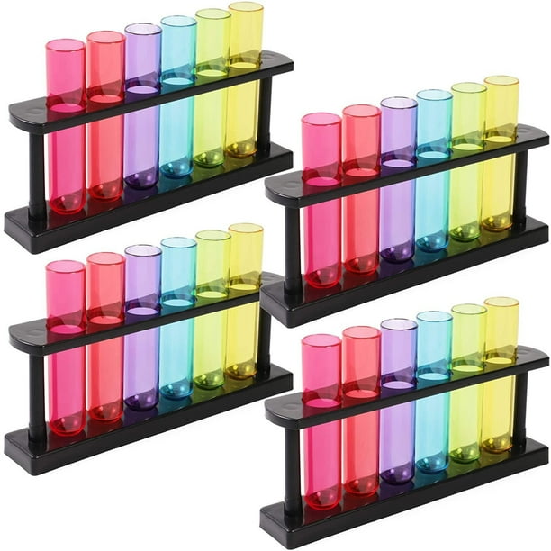 Juvale 1.5 oz 6 Colors Polystyrene Test Tubes with Rack for Pouring and