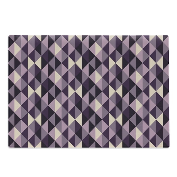 Geometric Cutting Board, Abstract Triangles with Dark and Pale Color Shades, Decorative Tempered Glass Cutting and Serving Board, Large Size, Dark Purple Lilac, by Ambesonne