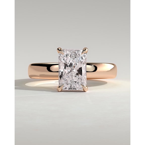 CAPRICARATS 3.00Ct Radiant Cut Moissanite Engagement Ring, Hidden Halo & Cigar Band, 10K Rose Gold