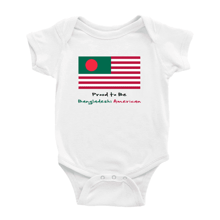 

Proud to Be Bangladeshi American Flag Cute Baby Bodysuit (White 12-18 Months)