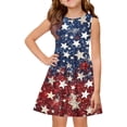 thumbnail image 3 of CCRFTGI 4th of July Dresses for Child Girls Size 10-12 Summer Patriotic American Flag Stars Mini Dress Party Crew Neck Independence Day Sleeveless Girls Clothes Fashion Dresses Navy 3-4 Years, 3 of 9