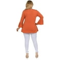 thumbnail image 4 of YELETE Women's 3/4 Bell Sleeve Top - Plus Size, Copper 3XL, 4 of 4