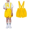 thumbnail image 2 of CPNG Girls Summer Solid Color Overalls Shorts Casual Loose Sleeveless Romper Suspender Short Jumpsuit(Yellow,11-12 Years), 2 of 5