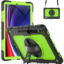 Allytech Hybrid Case for Samsung Galaxy Tab S9 FE  Plus/Galaxy Tab S9  Plus 12.4 Inch 2023 with S Pen Holder, Build in Screen Protector Shockproof Rugged Shoulder Strap Kickstand Kids Proof Case