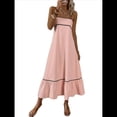 thumbnail image 3 of Vestido de Verano para Mujer, con Tirantes Finos, Informal, Fluido, de Encaje, Midi, para Playa, 2025. Rosa M, 3 of 7