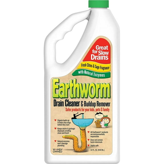 Drain Cleaner - Clog Remover - Drain Opener/Deodorizer - Natural Enzymes, Safer for Families, Environmentally Responsible - 32 fl oz