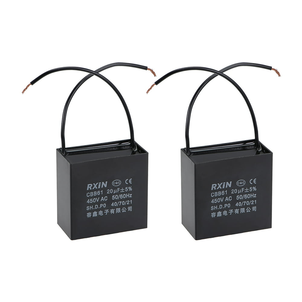 2 Wire CBB61 Ceiling Fan Capacitor 20uF 450V AC, Metallized