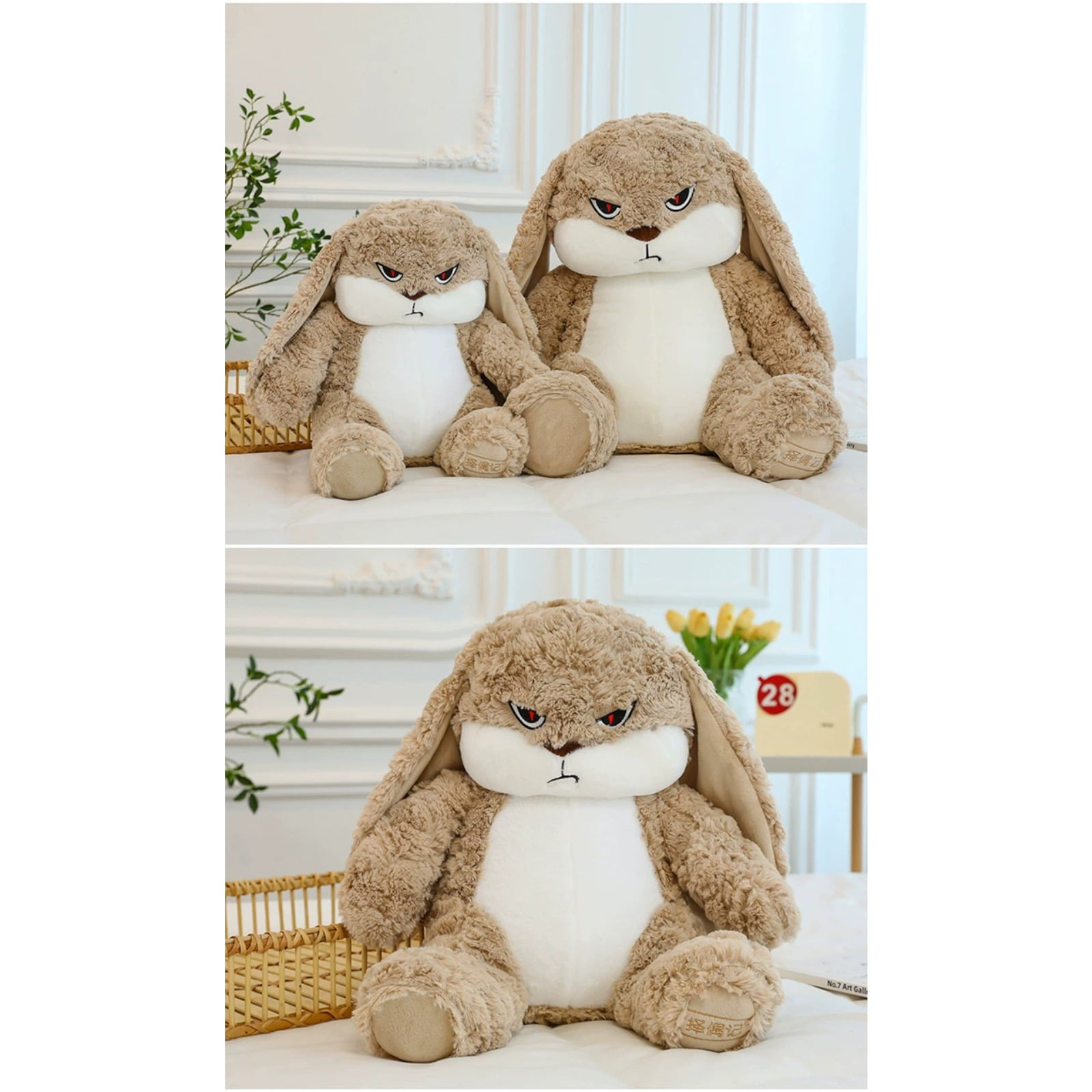 Angry Bunny Plush Toy Cute Soft Stuffed Rabbit Funny Animal Doll Decor Gift