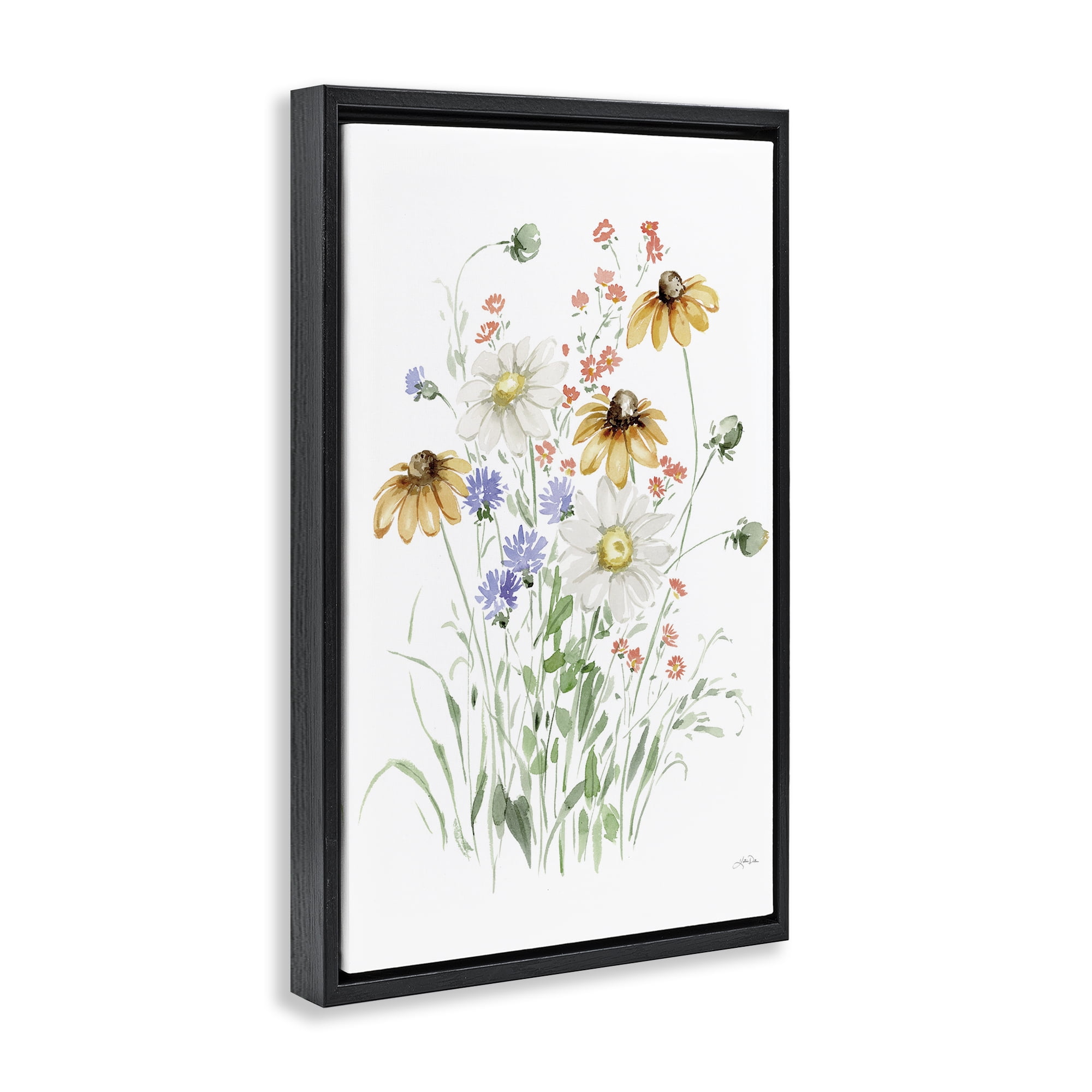 Stupell Industries Summer Garden Blooms Botanical & Floral Painting Black Floater Framed Art Print Wall Art, 21 x 31