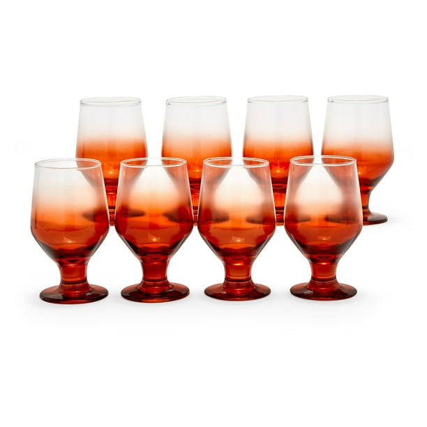Incandescent Orange Ombre Glass Drinkware Set, 8 Piece by Drew