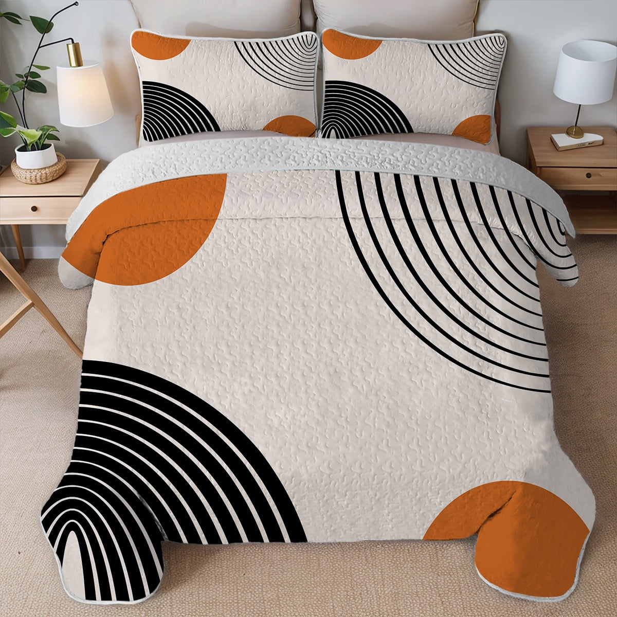 Davulos Quilt Sets Queen Size,3 Piece Lightweight Microfiber Bedspread Coverlet Bedding Set with Geometric Pattern Boho Bedding Set
