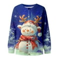 thumbnail image 4 of Fiaer Christmas Womens Sweaters Oversized Button down Jackets Crew Neck Snowman Printed Long Sleeve Cardigans Loose Fit Funny Graphic Tops 3-Blue L, 4 of 5