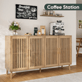 thumbnail image 5 of Smart FENDEE 63"W Sideboard Storage Cabinet with Slatted Doors and Adjustable Shelf,Dining Room,Natural, 5 of 5