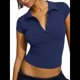 thumbnail image 1 of de Corta con Cuello en V y Botones para Mujer Azul Marino M, 1 of 8