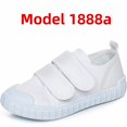 thumbnail image 1 of Zapatos de lona para niños, uniforme escolar, zapatillas blancas con cordones y cinta mágica para niños, niñas, estudiantes, guardería, 1 of 5