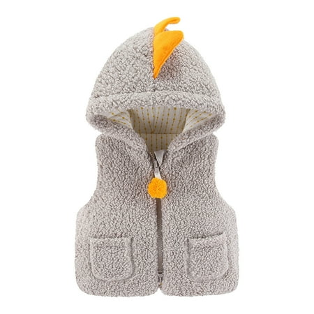 

TUOBARR Toddler Baby Girls Plush Cute Rabbit Ears Keep Warm Sleeveless Hoodie Vest Coat Gray(3-24Months)