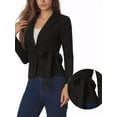 thumbnail image 4 of MODA NOVA Women's Jacket Faux Suede Notched Lapel Long Sleeve Coats L Black, 4 of 6