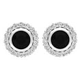 thumbnail image 2 of Dazzlingrock Collection 1.00 Black & White Diamond Halo Stud Earrings for Her 1 CT | 925 Sterling Silver, 2 of 5