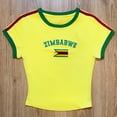 thumbnail image 3 of Trendfront Womens Crop Top Color Block T Shirts Crewneck Short Sleeve Slim Fit Zimbabwe Flag Graphic Tee Y2K Streetwear for Women, 3 of 4