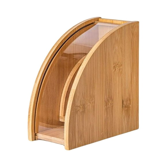 veasfak Bamboo Coffee Holder Countertop Dispenser Display Stand Storage Container fanshaped
