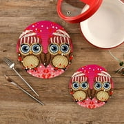 Valentines Loving Owls Potholders Set Trivets Set 100% Pure Cotton Thread Weave Hot Pot Holders Set of 2, Love Quotes Stylish Coasters, Hot Pads, Hot Mats,Spoon Rest For Cooking and Baking