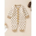 thumbnail image 4 of Elippeo Baby Girl Boy Knitted Jumpsuit 3M 6M 12M 18M 24M  Checkerboard Round Neck Long Sleeve Button Up Rompers for Toddlers, 0-24 Months, 4 of 10