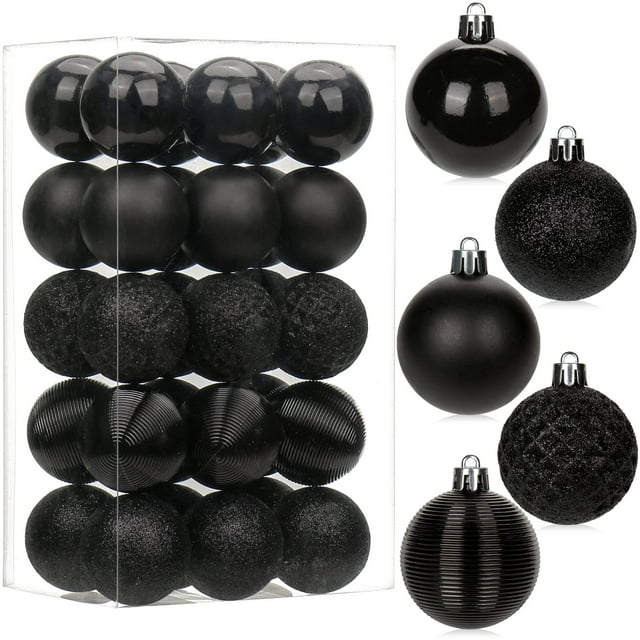 Briful 30 piezas de bolas negras para árbol de Navidad de 5 cm