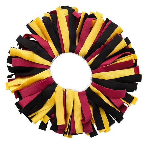 Pomchies Original Hair Tie, Brightly Colored Ponytail Holder Pom-Pom, Black/Maroon/Yellow Gold, 1 Pc