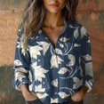 thumbnail image 2 of Womens Button V Neck Long Sleeve Shirts Oversized Blouses Tops Cotton Classic Collared Casual Lightweight Blouses, 2 of 2
