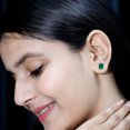 thumbnail image 4 of Rosec Jewels Octagon Cut Created Emerald Solitaire Stud Earrings for Women (AAAA Grade), 925 Sterling Silver, 4 of 7